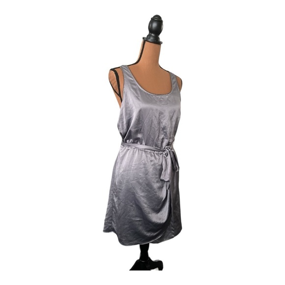 Akira Black Label Metallic Gray Belted Tank Dress Size Medium - Picture 3 of 4
